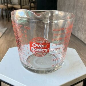 Vintage Anchor Hocking Oven Basics Clear Glass 4 Cup Liquid Measuring Cup